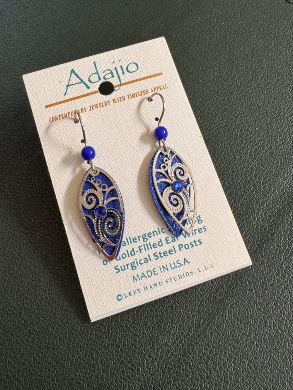 Artful! Left Hand Studios Adajio Modern Blue Earrings (Silver + Blue) - Picture 3 of 4